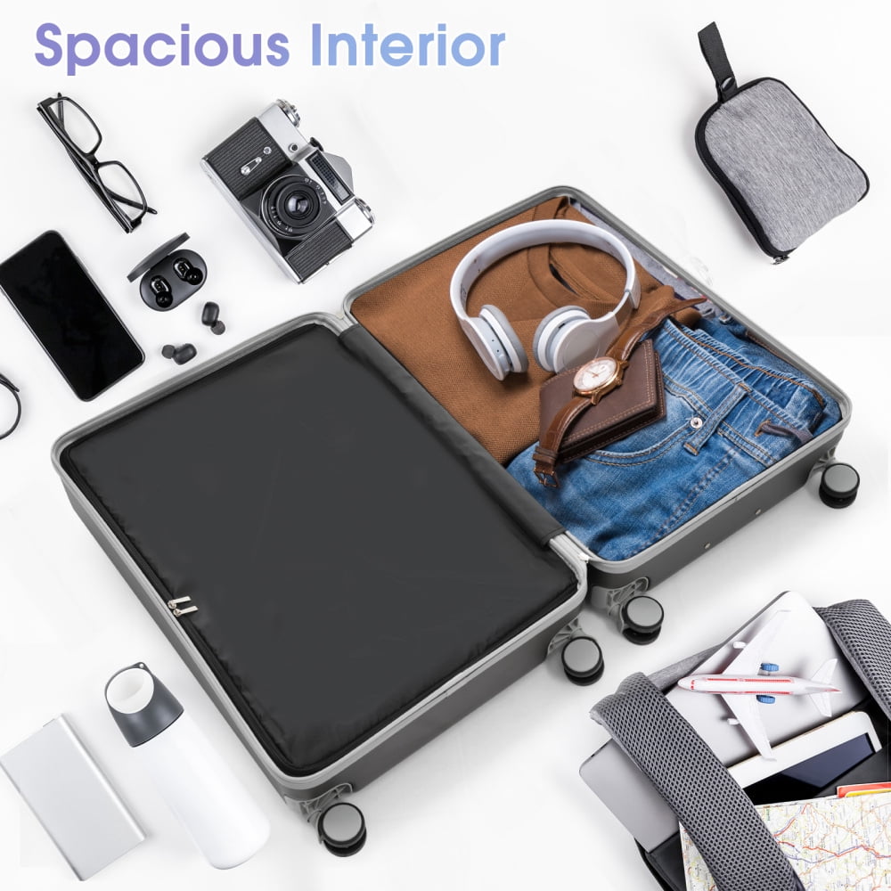 HomePerch 3-Piece Luggage Set (20"/24"/28"), Lightweight ABS Hardshell Suitcases with Spinner Wheels, TSA Lock & Side Hooks, Carry-On and Checked Travel Luggage