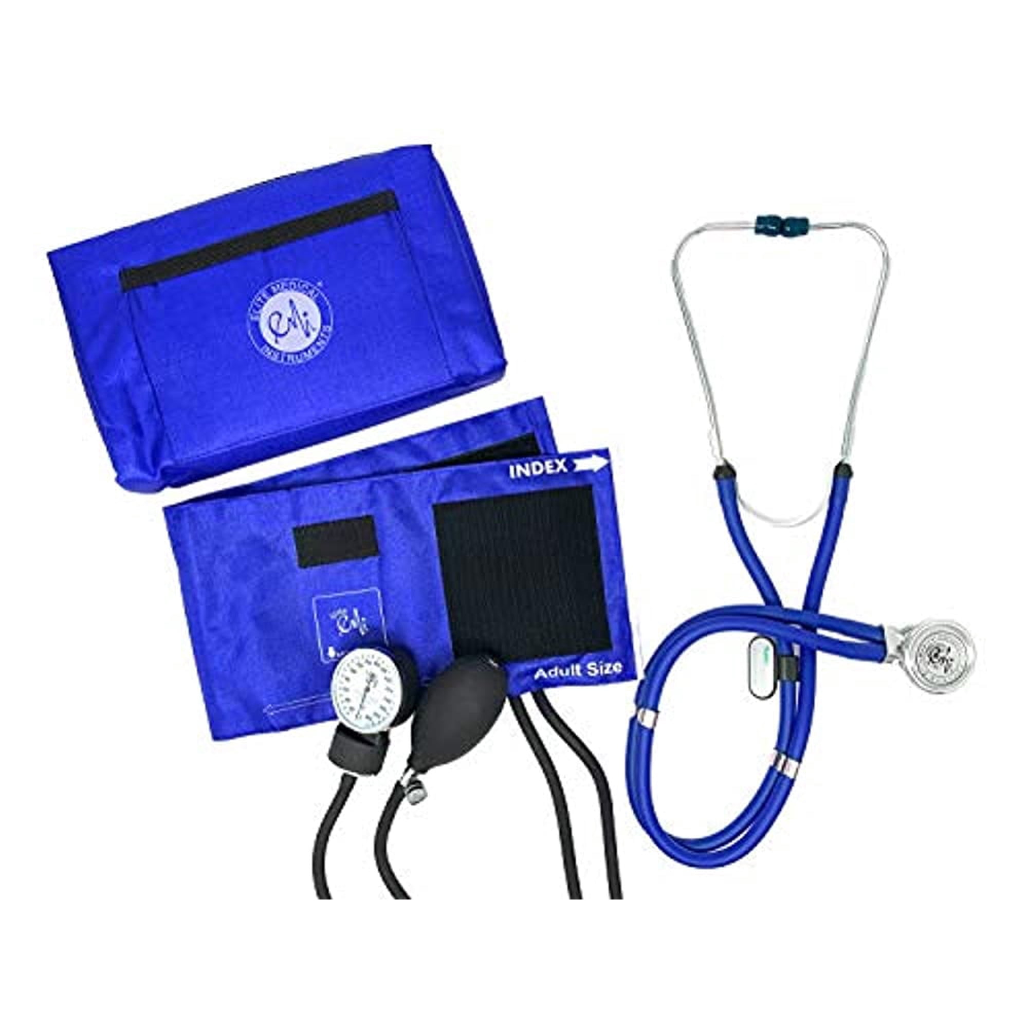 EMI ROYAL BLUE Sprague Rappaport Stethoscope and Aneroid Sphygmomanometer Blood Pressure Set Kit - #330