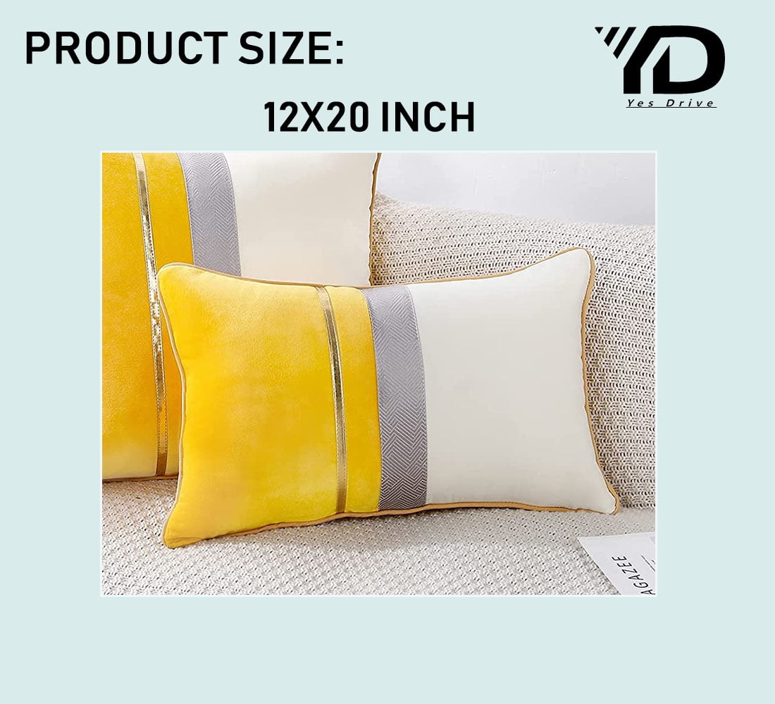 Velvet Throw Pillow Cover with Striped Leather Cushion Case Modern