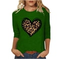 thumbnail image 2 of Fartey Valentines Day Shirts for Women Summer Crewneck 3/4 Length Sleeve Tops Fashion Cute Love Heart Graphic Tees Dressy Casual Tunic Blouses Green 3XL, 2 of 4