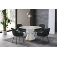 thumbnail image 3 of LeisureMod Modern Dining Table with a Round Sintered Stone Tabletop in White Steel Seats 6-10 for Dining Room, Kitchen in Light Grey, 3 of 9