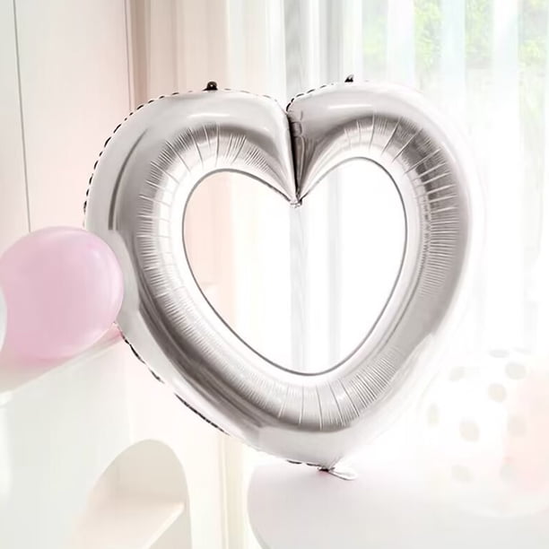 Globo de corazón hueco grande de 83 cm | Decoración de fiesta de papel de aluminio | Rojo brillante, rosa, dorado y plateado | Cadena de globos conectable | Accesorio fotográfico para cumpleaños y