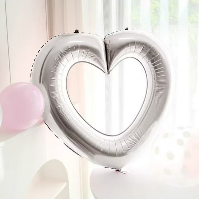 Globo de corazón hueco grande de 83 cm | Decoración de fiesta de papel de aluminio | Rojo brillante, rosa, dorado y plateado | Cadena de globos conectable | Accesorio fotográfico para cumpleaños y