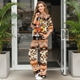thumbnail image 3 of SCRAWLGOD American Tribal Highland Cattle Cow Print Brown Womens 2 Piece Outfits Sweatsuit Turtleneck Pullover Sweatshirt Joggers Pants Tracksuit Set Fashion Casual Matching Lounge Sets, S, 3 of 7