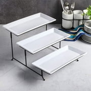 Gibson Elite Gracious Dining 3-Tier Serving Set w/ Plates & Metal Stand