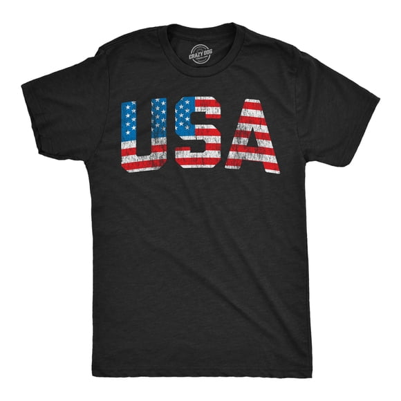 Mens Vintage USA T Shirt Awesome Fourth Of July Graphic Tee for Men (Heather Black - Vintage USA) - M