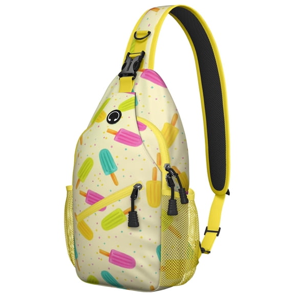 Sac à Dos à Bandoulière d'Été Motif Crème Glacée Nourriture Mignon Friandises Sucrées pour Voyage Vélo Randonnée Léger