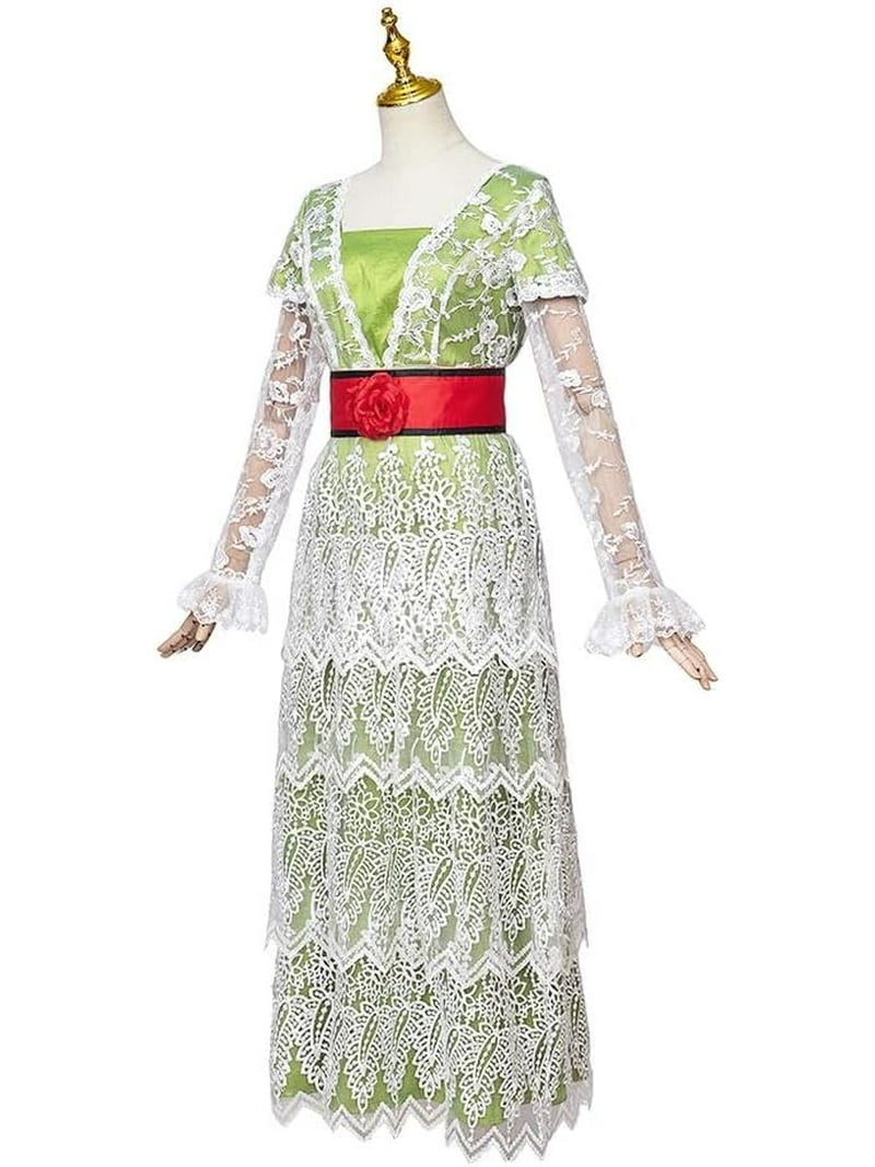 Titanic Rose DeWitt Bukater Costume Rose Lace Dress Romantic Tea Gown Regency Green Long Dress