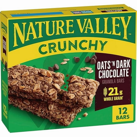 Nature Valley Crunchy Granola Bars, Oats 'n Dark Chocolate, 12 Ct, 8.94 oz (6 Pouches)