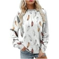 thumbnail image 2 of Womens Sweatshirts Floral Print Long Sleeve Round Neck Casual Loose Sweatshirt White M,Sweatshirts Jacket for Women, 2 of 5