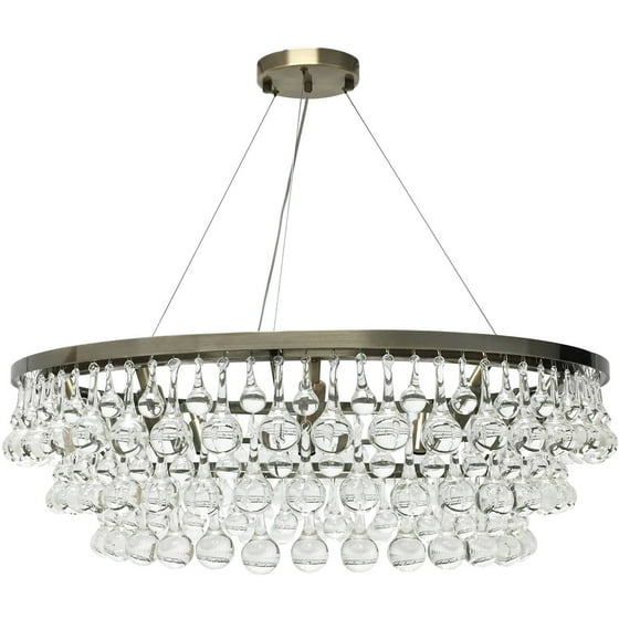 Celeste Glass Drop Crystal Chandelier Antique Brass Com