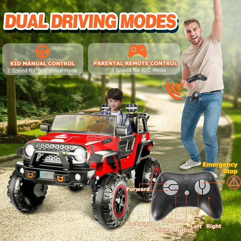 Farmdex 24 Volt Ride on Toys 2 Seater 4WD Ride on Cars with Remote Control Electric Car for Kids w 4x100W Power Car Wheels for Boys Girls Kids Ride on Truck w