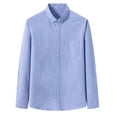 thumbnail image 2 of Txeol Mens Long Sleeve Shirts Casual Button Down Lapel Work Tops with Pockets Solid Color Lapel Business Shirts Fall Blouse,Blue,S, 2 of 4