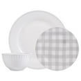 thumbnail image 1 of Ensemble de service 12PC Bordure Gris Blanc, 1 of 4