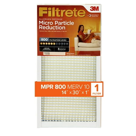 

Filtrete by 3M 14x30x1 MERV 10 Micro Particle Reduction HVAC Furnace Air Filter Captures Pet Dander and Pollen 800 MPR 1 Filter