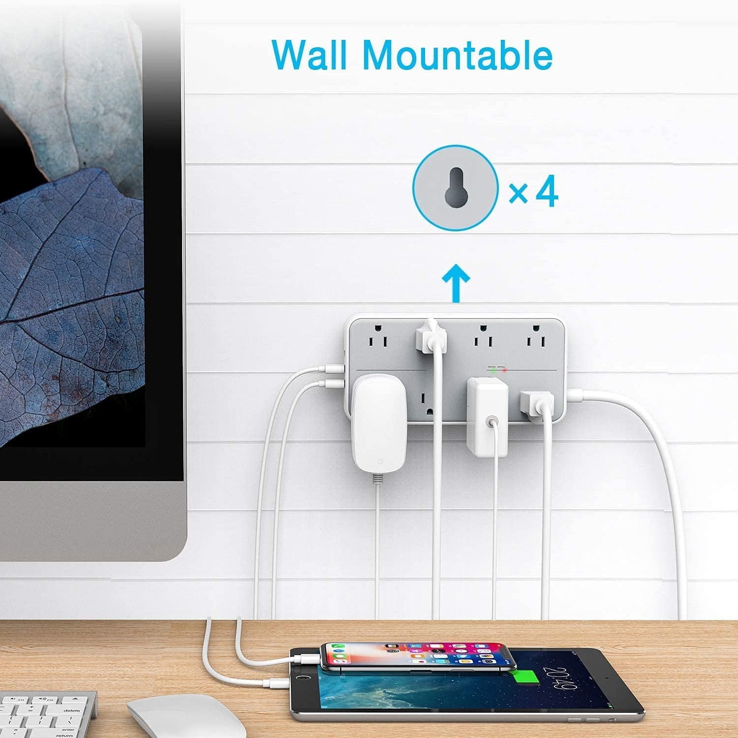 TESSAN 6ft Extension Cord Power Strip, Surge Protector with 8 Outlets and 3 USB, Overload Protection