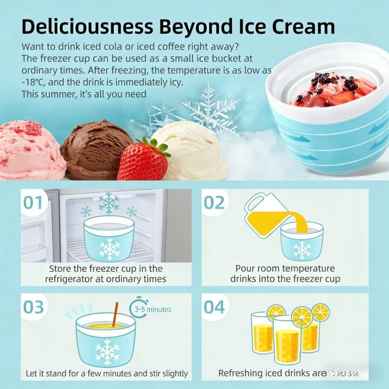 Mini Electric Ice Cream Maker, 17oz Capacity Homemade Sorbet & Frozen Yogurt Machine, One-Touch Control Compact Dessert Maker for Small Kitchens