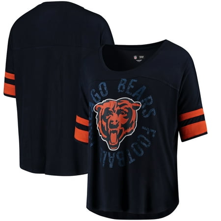 Chicago Bears 5th & Ocean by New Era Women's Novelty Dolman Sleeve Scoop Neck T-Shirt - Navy