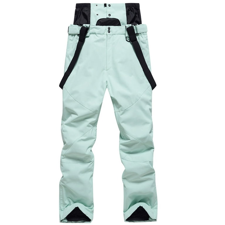 xkwyshop Women Men Detachable Ski Bib Pants Ladies Outdoor Windproof  Waterproof Snow Pants Waterproof and Breathable Green XS