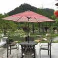 thumbnail image 3 of 9ft Outdoor Patio Umbrella Table Umbrella Windproof Umbrella Outdoor Fade Resistant Water Proof Patio Table Umbrella for Market Garden, Deck, Backyard - Red Striped, 3 of 8