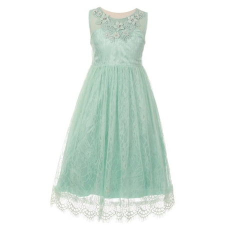 Cinderella Couture - Little Girls Mint Floral Decorated Lace Flower ...