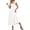 White, variant on Womens Summer Square Neck Maxi Dresses Cap Sleeve Eyelet Smocked Tiered A Line Flowy Long Dress with Pockets
