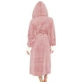 thumbnail image 5 of Capreze Women's Plush Sherpa Lounger Solid Color Sleepwear Hooded Sherpa Robes Loose Dressing Gown Long Sleeve Fleece Robe Pink M, 5 of 5