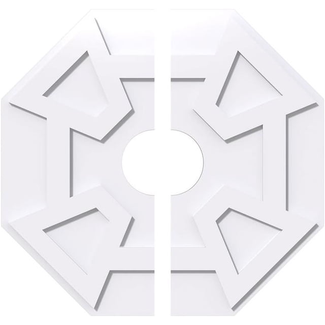 Ekena Millwork CMP28LG2-06000 28 in. OD x 6 in. ID Square Logan Architectural Grade PVC Contemporary Ceiling Medallion - 2 Piece