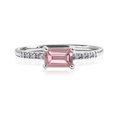 thumbnail image 1 of JeenMata Anillo de Compromiso Solitario de Turmalina Rosa de Talla Esmeralda (Piedra Natal de Octubre) en Oro Blanco de 18 K sobre Plata, 1 of 6