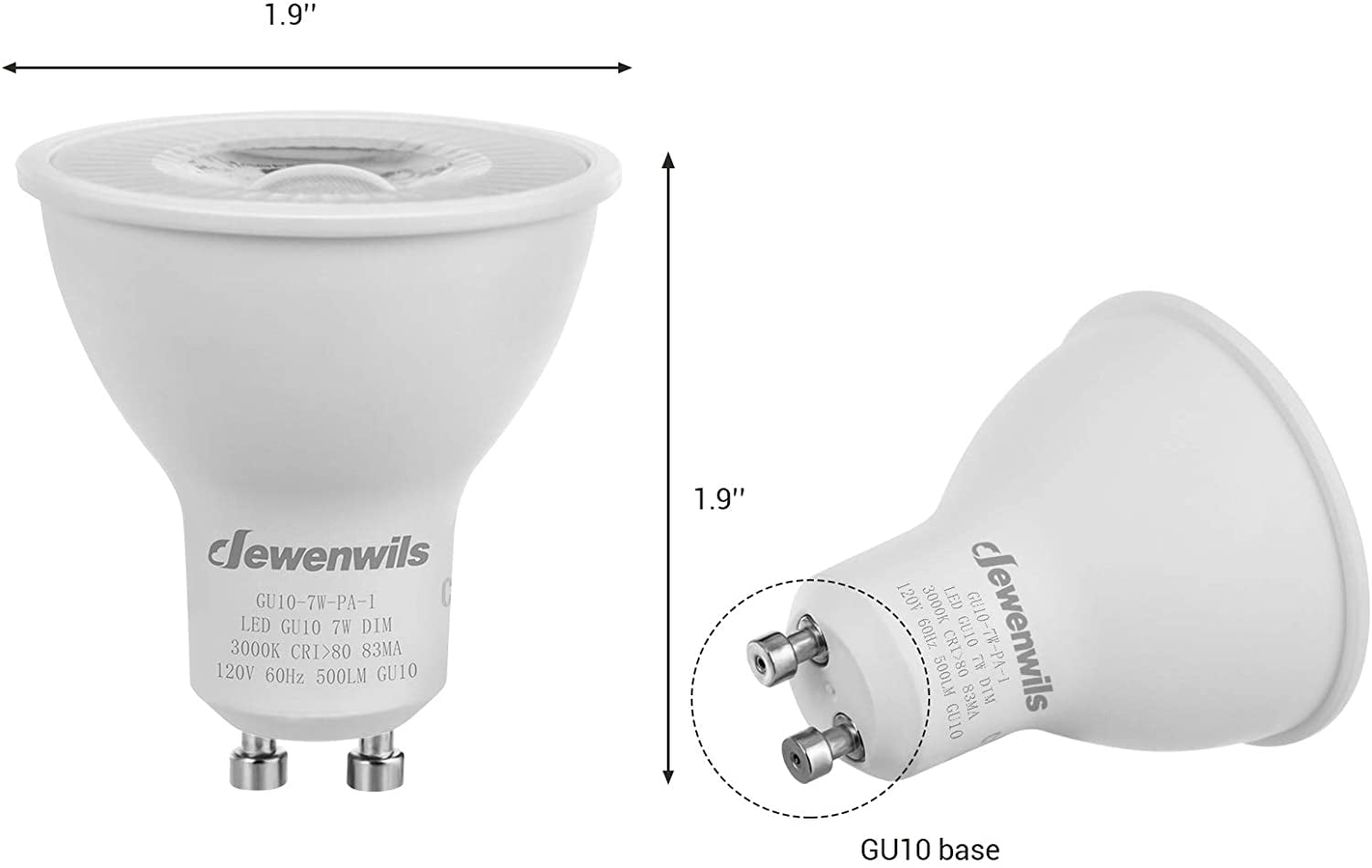 LED GU10 LED Bulb,Dimmable Track Lighting Bulbs,500LM,3000K Warm White,7W Equivalent),UL Listed,10-Pack - Walmart.com
