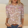 thumbnail image 2 of Tops for Women Trendy Short Sleeve Tunic Tops for Women Athletic Shirts Tight Short Sleeve T Shirts plus Size Ladies Dress Blouses High Neck Top Womens Summer Casual Floral T Tan Shirt Pink L, 2 of 5