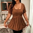 thumbnail image 2 of XYAIYT Womens Summer Short Sleeve Tunics Square Neck Casual Top with Chest Cross Strap Fashion Solid Color Blouses, 2 of 5