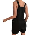 thumbnail image 4 of Women's Summer Short Overalls with Pockets Sleeveless Tie Knot Strap Rompers Solid Color Loose Fit Wide Leg Jumpsuit for Daily Wear-Black,L, 4 of 7