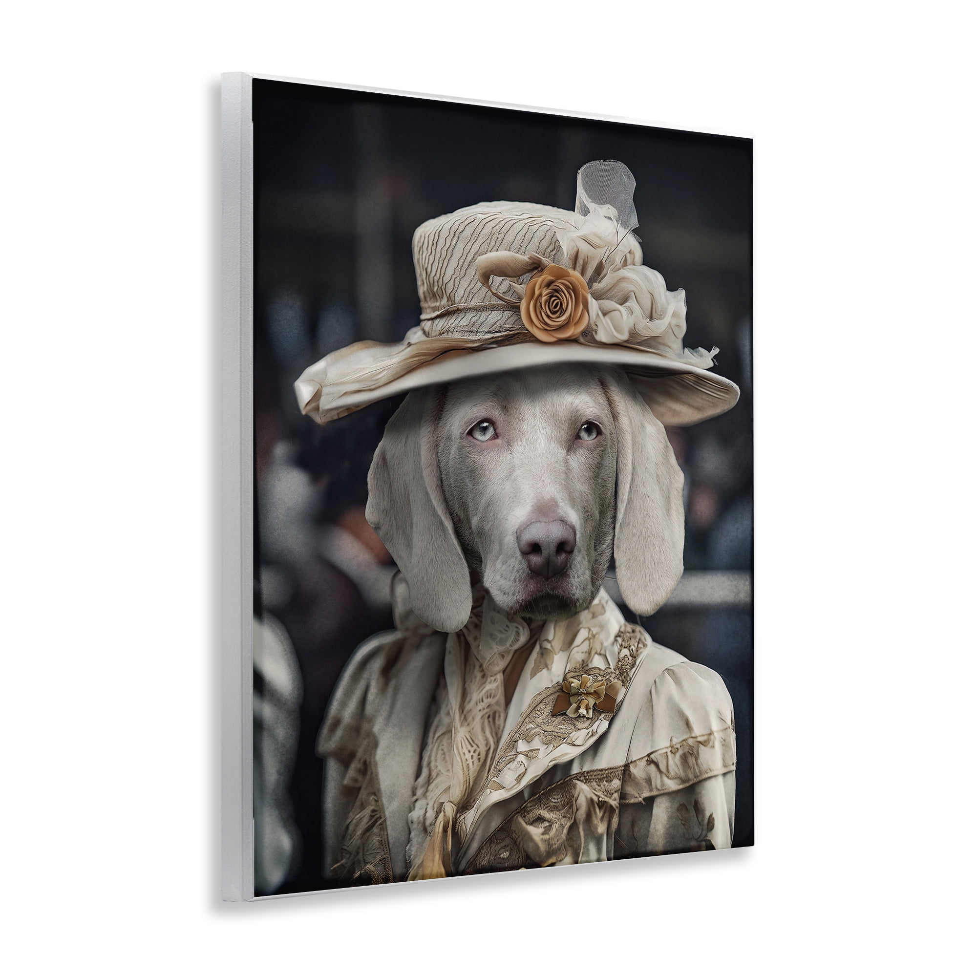 Stupell Industries Dog with Floral Hat Animals & Insects Painting Unframed Art Print Wall Art, 11 x 14