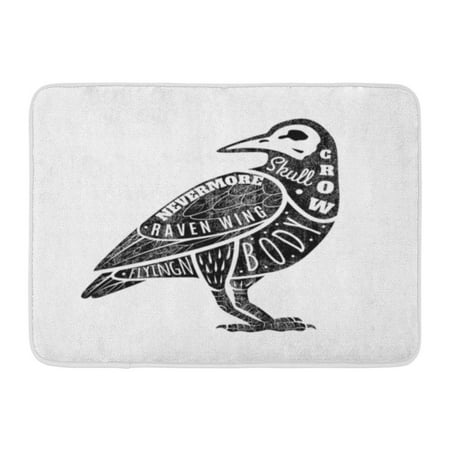 - GODPOK Beautiful White Skull with Crow with Fonts Patterns Black Raven Bird Rug Doormat Bath Mat 23.6x15.7 inch