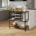 thumbnail image 4 of Costway 3 Tiers Bar Cart Home Serving Cart on Wheels with Glass Racks Wine Holders Rustic Brown, 4 of 10