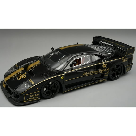1996 Ferrari F40 LM "John Player Special" Black with Gold with Case "Mythos Series" Limited Ed 1/18 Model Car by Tecnomodel