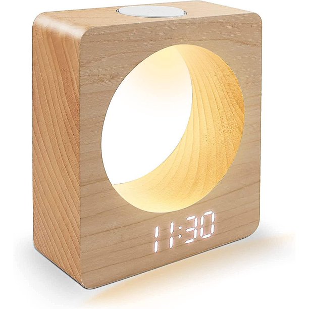 Despertador digital LED de madera maciza TANGJMXG con luz nocturna