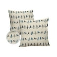 thumbnail image 2 of Outdoor Throw Pillow Cover Cartoon Blue Grey Bird on Linen Cotton Waterproof Cushion Covers 2 Pack Seamless Birdie on Lines Pillow Cases Home Decoration for Patio Garden Couch Sofa, 2 of 7
