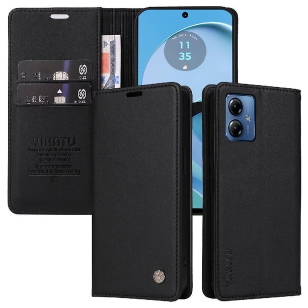 Funda para Motorola MOTO G14 Estuche de Cuero PU Tipo Cartera con Ranuras para Tarjetas y Cierre Magnético