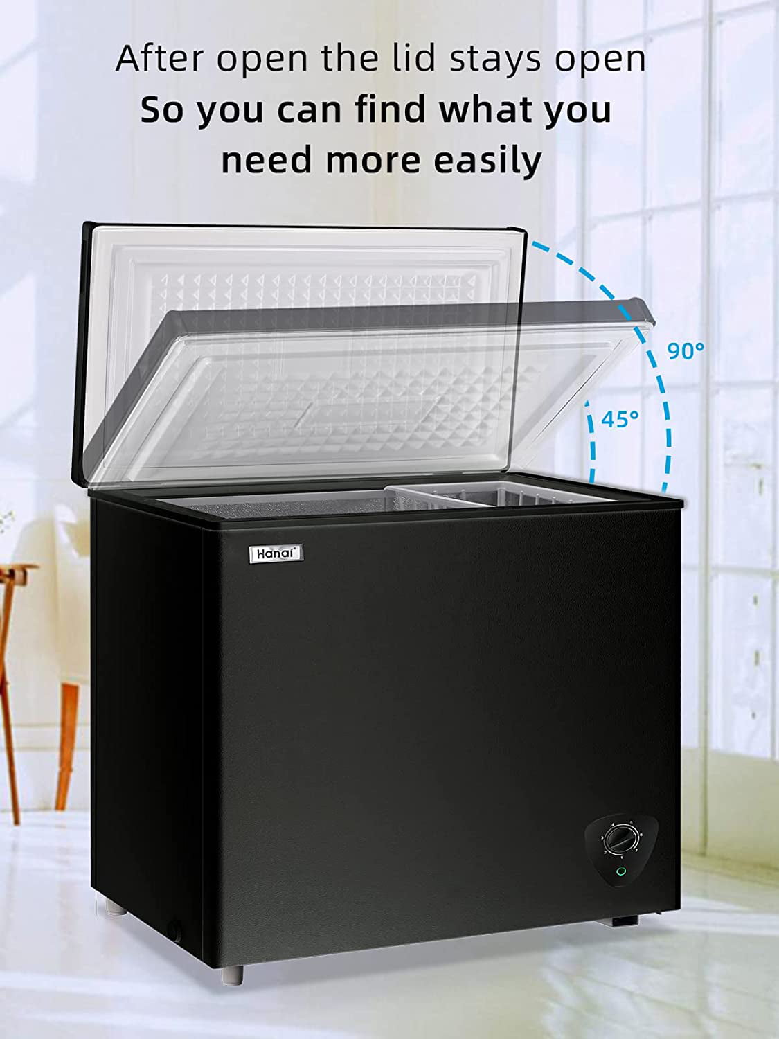 Wanai Chest Freezer 50 CuFt Small Deep Freezer White Top Door Mini Freezer with Removable Basket Low Noise 7 Adjustable Temperature and Energy Saving
