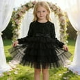 thumbnail image 2 of WMQPNNS Girls Dresses Sequin Bowknot Tutu Dress Toddler Tulle Sparkly Long Sleeve Fall Winter Party Dress Flower Girl Dress for Age 13-14 Years Girl, Black, 2 of 6