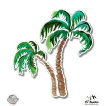 Palm Trees Watercolor - 8" Vinyl Sticker - For Car Laptop I-Pad - Waterproof Decal