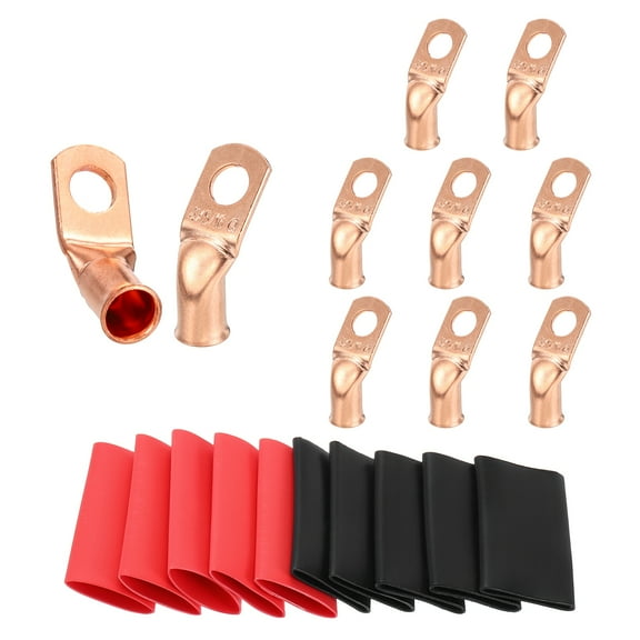 10pcs 5/16" Stud 4 Awg 45° Bent Copper Lugs Battery Cable Ends