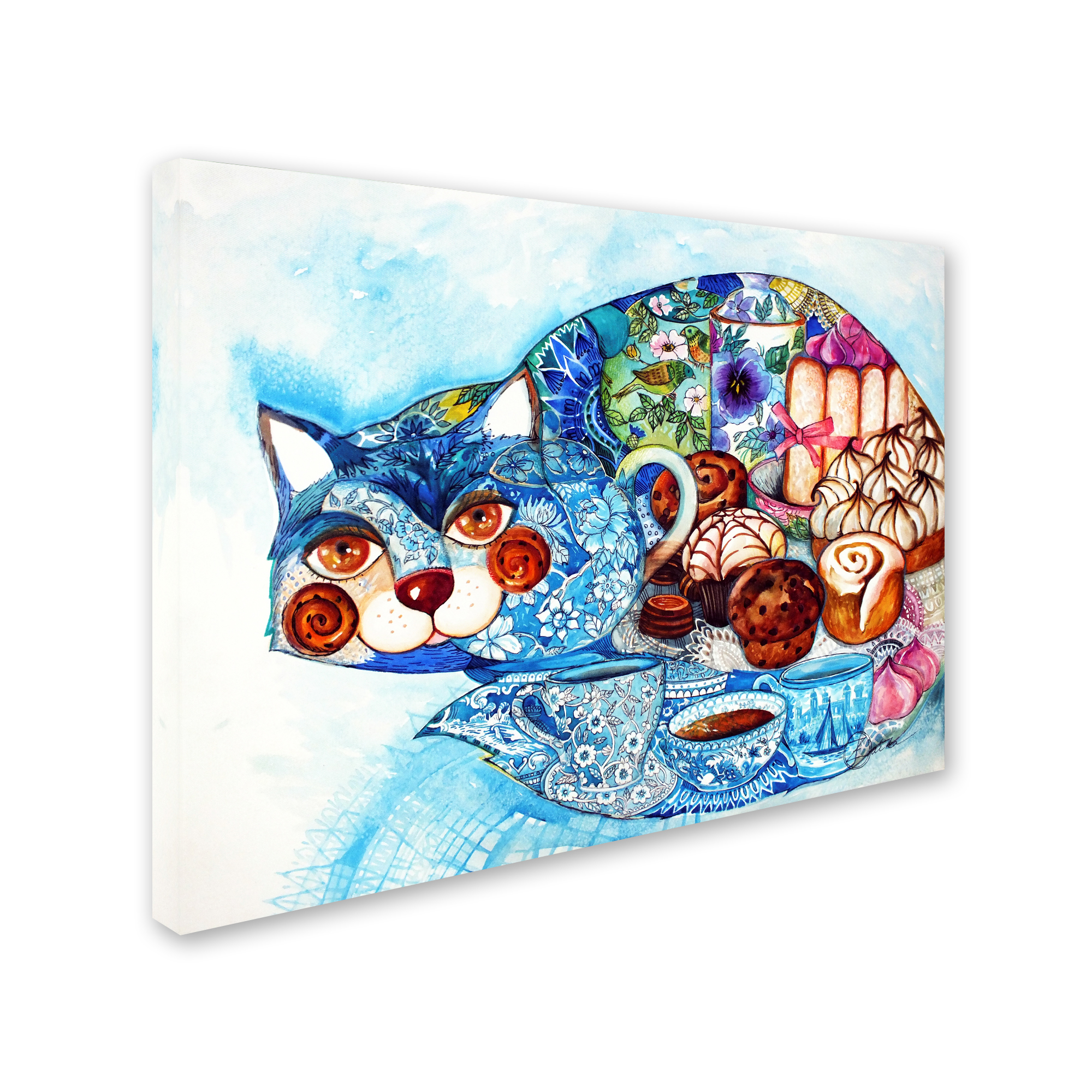 Trademark Fine Art 'Lunch Cat' Canvas Art by Oxana Ziaka