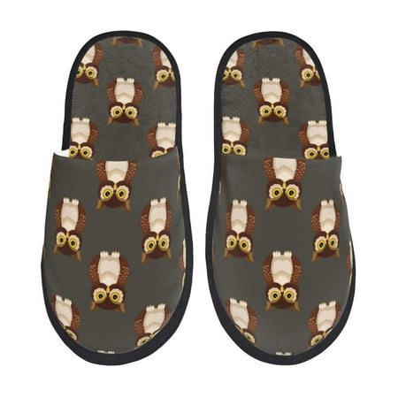 

Slippers for Women Men Simple Owl Prints Warm Womens Mens House Shoes Bedroom Slippers Fuzzy Memory Foam Slippers Winter House Indoor Shoes Aesthetic Dorm Slippers