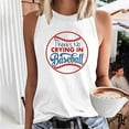 thumbnail image 2 of IROINNID Women's Casual Going Out Tank Tops Sleeveless Print Round Neck Baseball Tops Spring Saving, 2 of 2