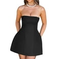 thumbnail image 2 of Womens Strapless Tube A-Line Mini Dress Club Party Short Prom Dress, 2 of 10