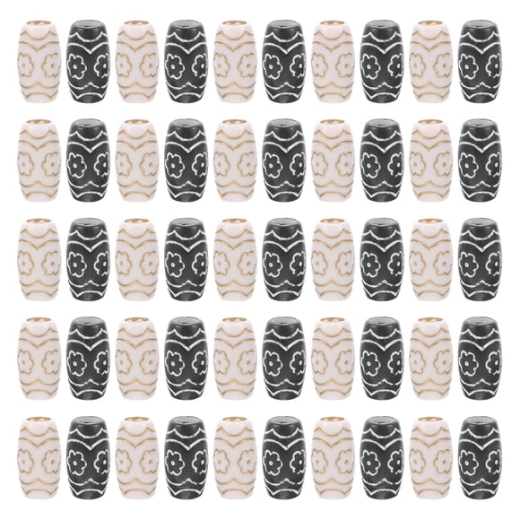 FRCOLOR Braiding Beads 60PCS Braiding Beads Wig Decorative Beads Plastic Big Hole Hair Beads Hair Accessory Hair Decoration Tube (30pcs White Beads + 30pcs Black Beads),0.79"X0.39"X0.31"