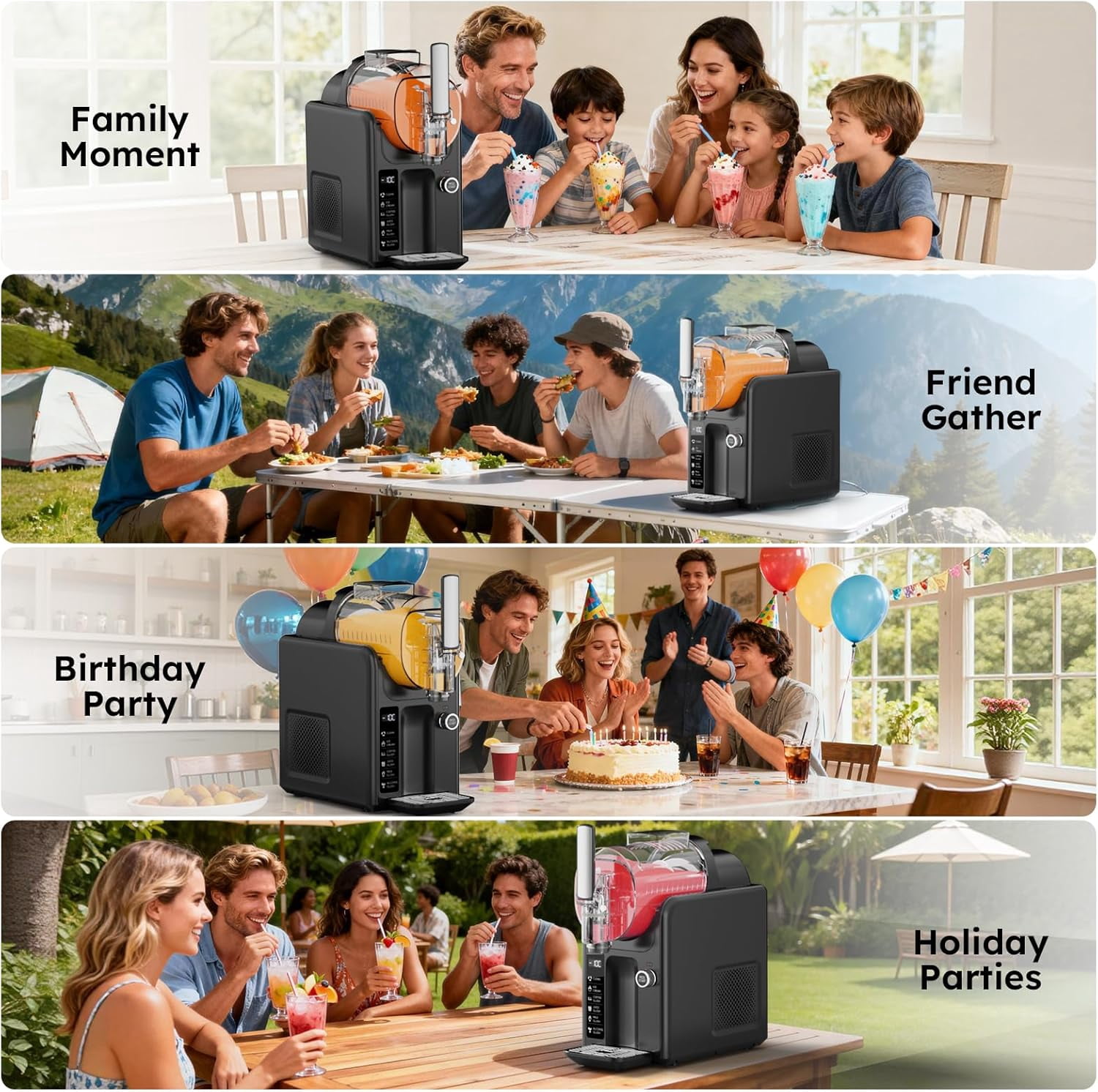 XUTUMM home Slushy Machine, 85oz Frozen Drink Maker with 5 Presets & Auto-Clean, No Ice Needed, Quiet LED Display for Margaritas, Milkshakes, Frappés